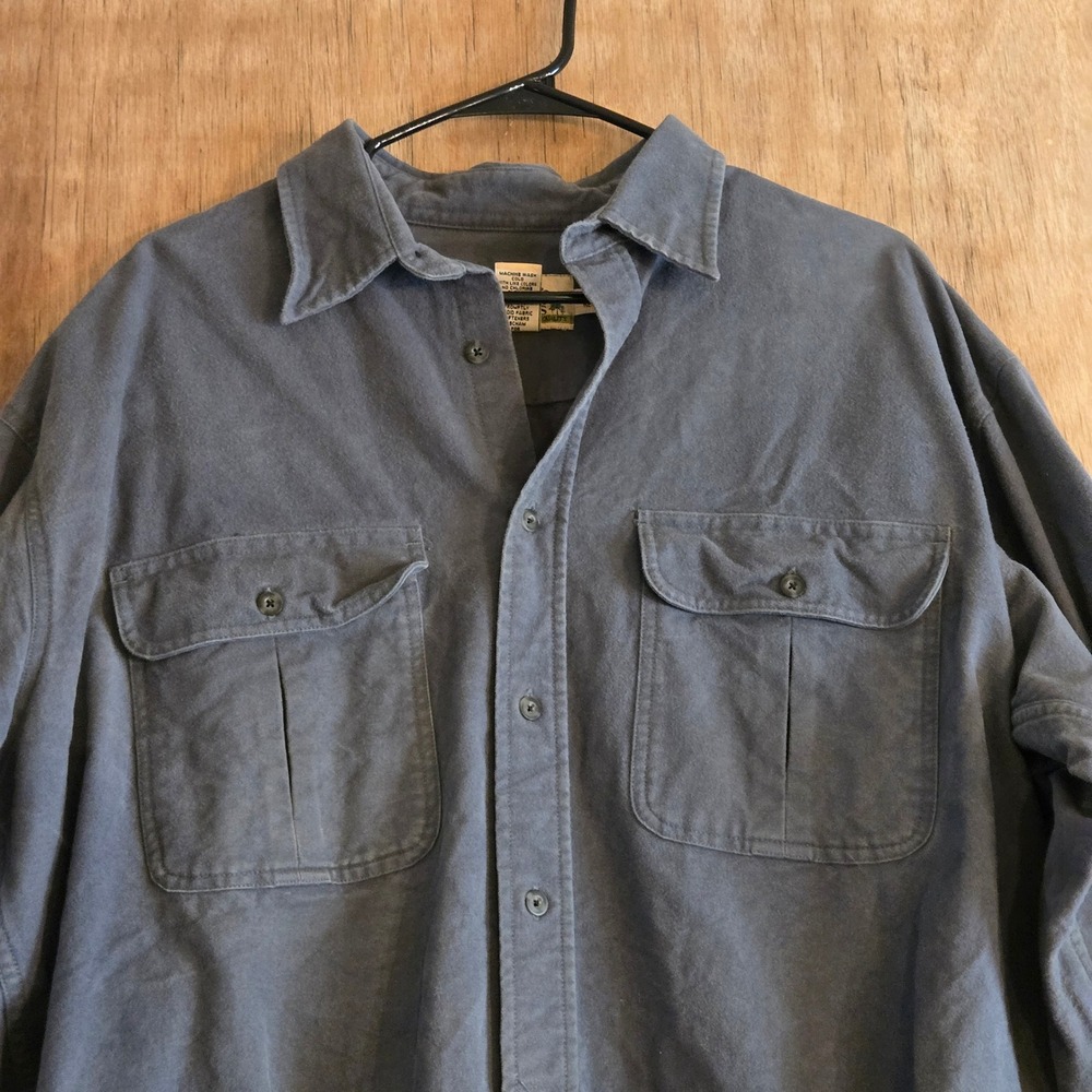 Cabelas Deerskin Soft Chamois Shirt Mens XL Gray Heavyweight Cotton Flannel